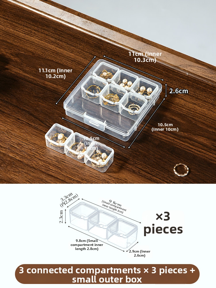 Anti-Tarnish Transparent Jewelry Storage Box – Multi-Compartment for Earrings, Rings & Necklaces