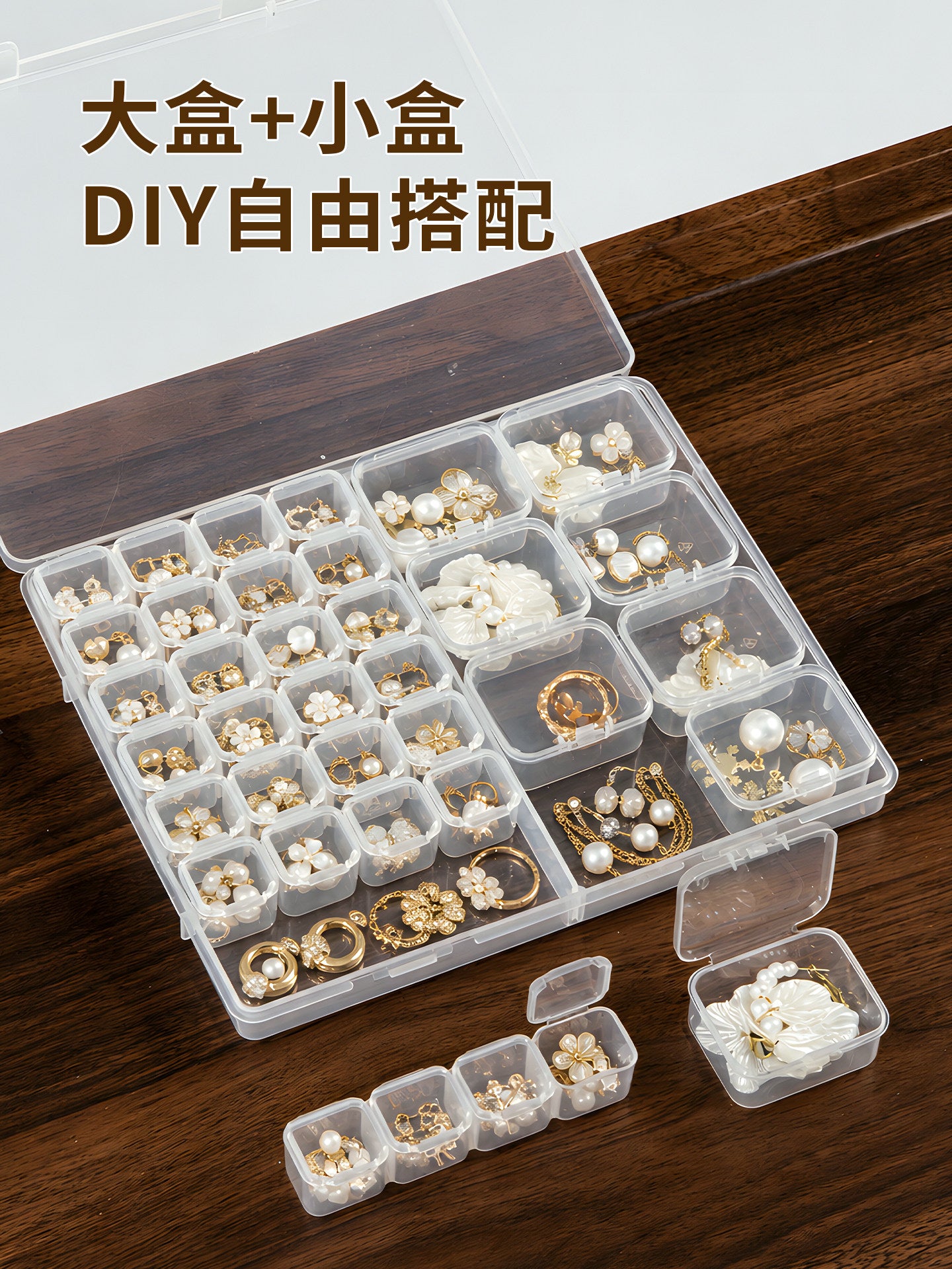 Anti-Tarnish Transparent Jewelry Storage Box – Multi-Compartment for Earrings, Rings & Necklaces