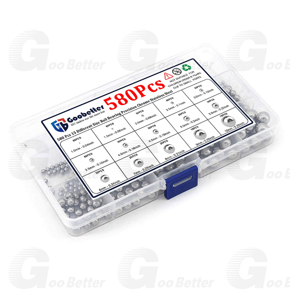 580Pcs Metal Bearing Balls Steel Precision 1mm To 10mm for Bicycles Skateboard Casters - HomeDIYer