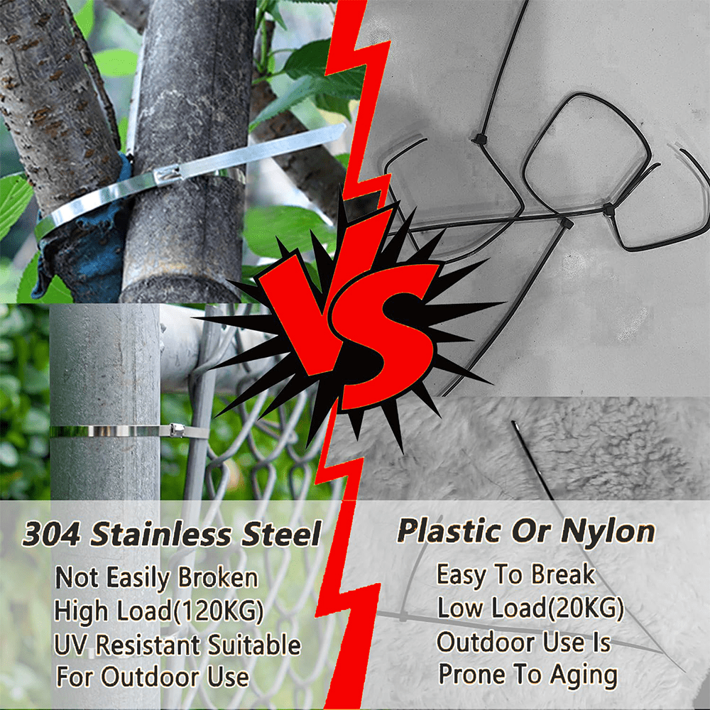 100 PCS Metal Cable Zip Ties Stainless Steel Heavy Duty Self - Locking Cable Ties - HomeDIYer