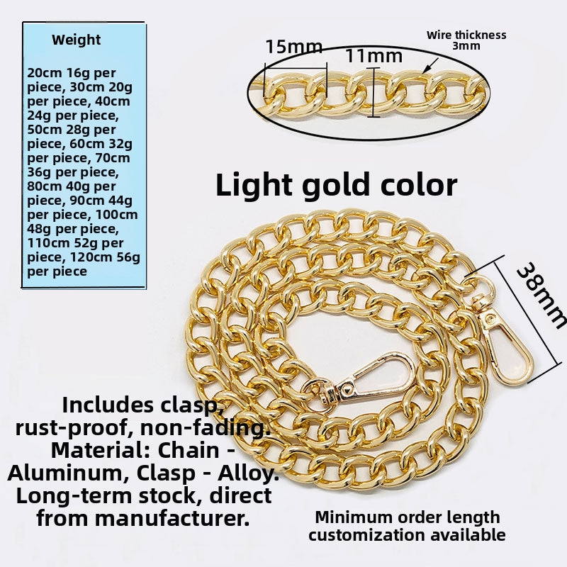 Metal Bag Chain Strap – Replacement Crossbody Shoulder Strap for Handbags & Purses