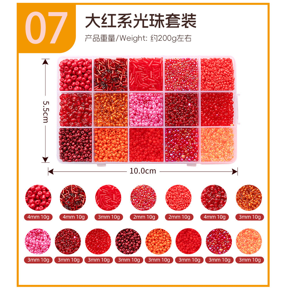 3mm Glass Rice Bead Set – 15-Slot DIY Bracelet & Necklace Making Kit, 9 Colors