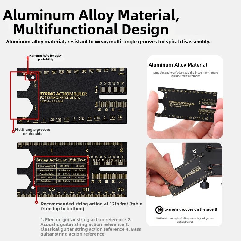 Guitar String Action Ruler Spacing Gauge Setup Tool 6 Styles