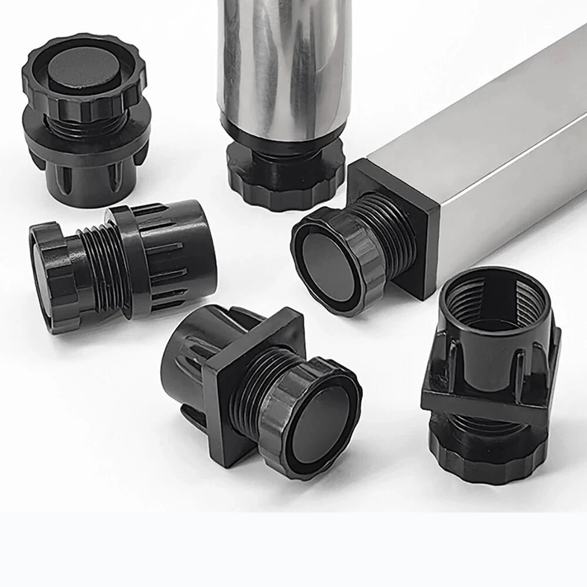 Adjustable Feet,Square/Round Tube Inserts Kit Furniture Glide Adjustable Leveler