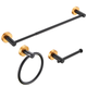Adjustable 3-Piece Bathroom Hardware Set – Black Gold Towel Bar 16-27”, Towel Ring & TP Holder