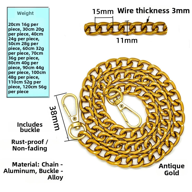 Metal Bag Chain Strap – Replacement Crossbody Shoulder Strap for Handbags & Purses