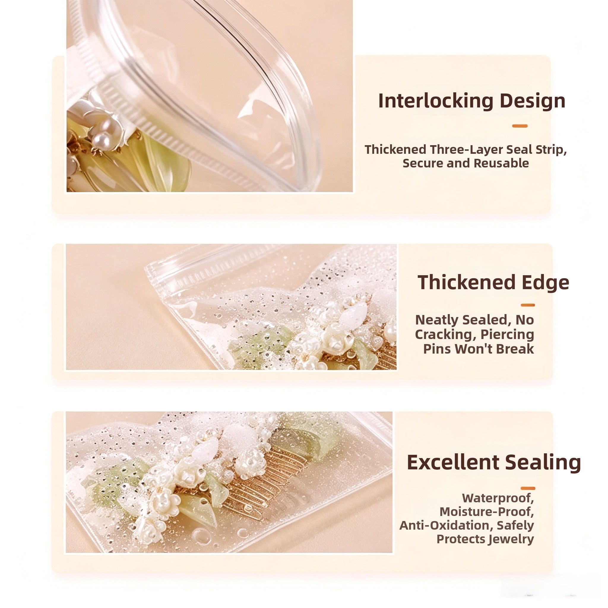 PVC Transparent Zip-Seal Hanging Display Bags – Jewelry, Earring & Jade Storage with Hang Hole