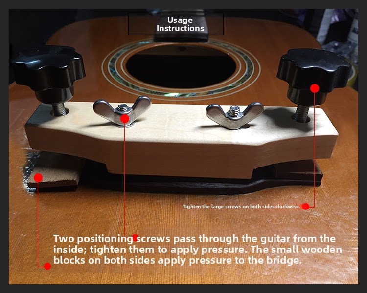 Acoustic Guitar Bridge Gluing Clamp Set – Saddle & Bridge Repair Fixing Tool for Folk Guitar (Solid Wood & Metal)
