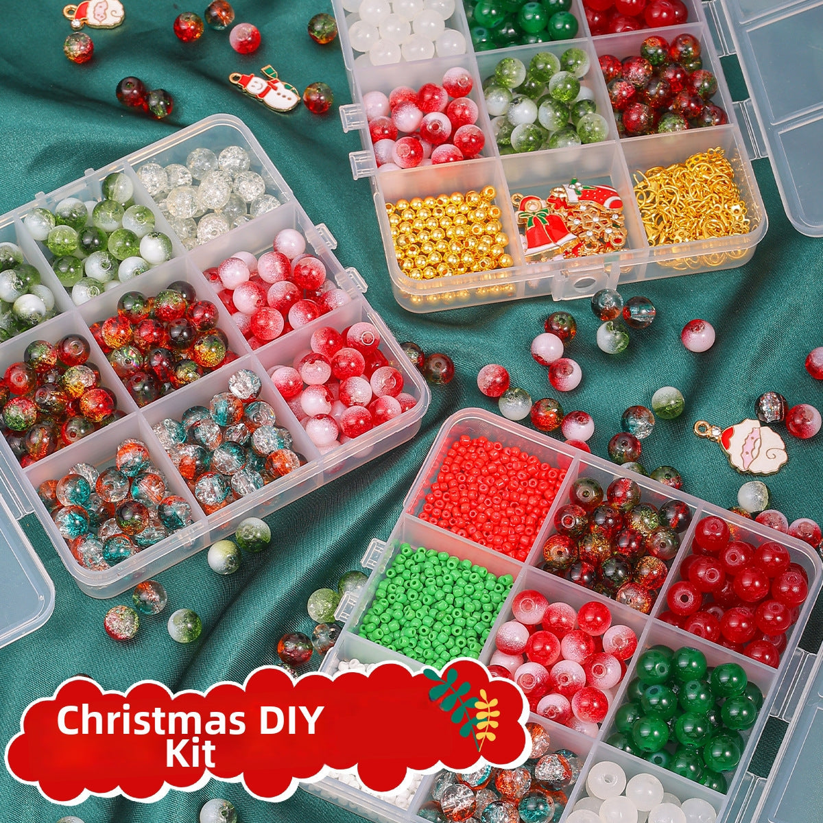 Christmas Bead DIY Jewelry Making Kit – Bracelet & Necklace Accessory Sets, 16 Variants