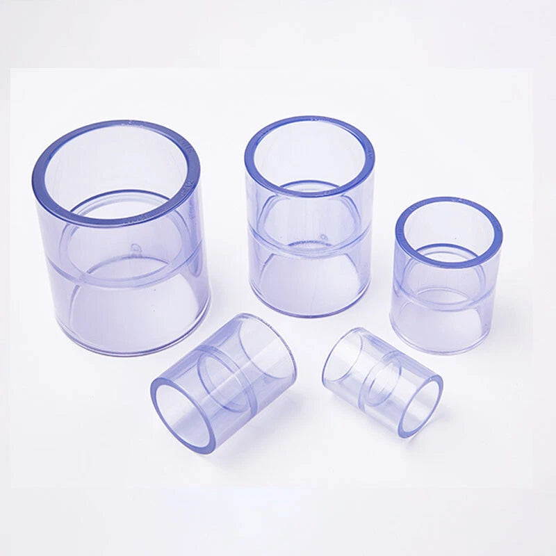 PVC-U Rohrverbinder 20~110mm Gerade Rohr Fitting Muffe Klebefittings Transparent