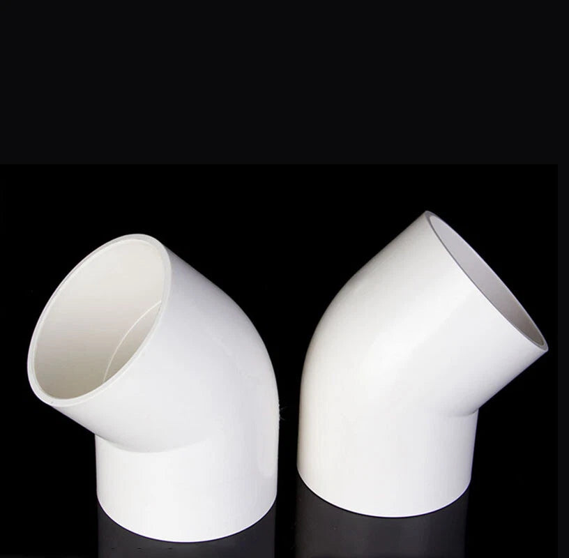 PVC 45° Ellbogen Winkel Klebe Fittings Rohr Muffe Rohrverbinder Weiß 20mm~200mm