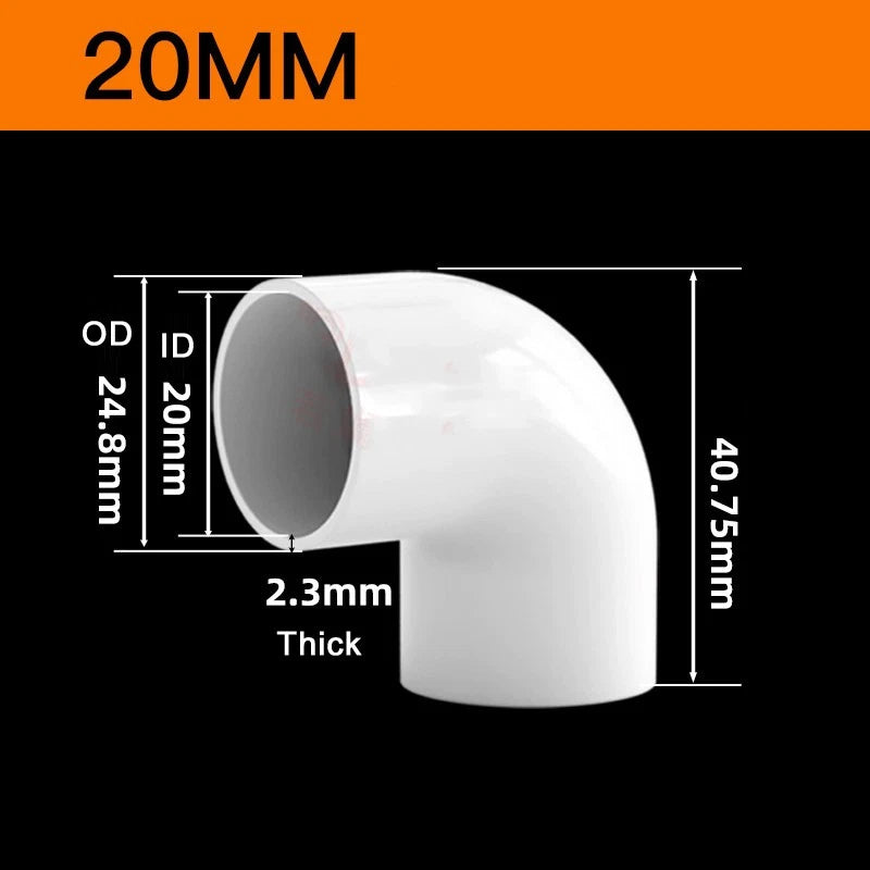 White PVC Pipe Fittings for Aquariums — Straight, Elbow, T-Piece, Ball Valve & More