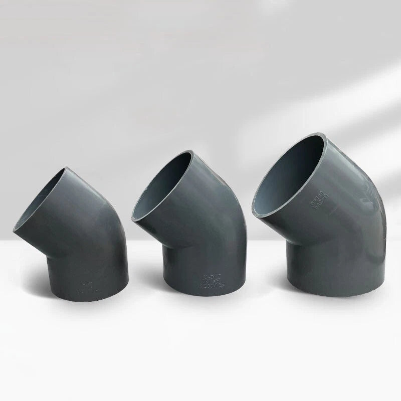 PVC 45° Ellbogen Winkel Klebe Fittings Rohr Grau Muffe Rohrverbinder 20mm~200mm