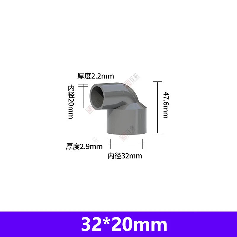 PVC 90° Winkel Reduzierstück Rohrverbinder Reduzierstück Muffe Fittings 20-110mm