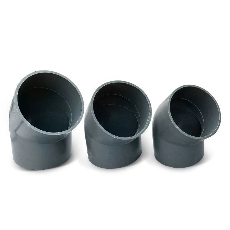 PVC 45° Ellbogen Winkel Klebe Fittings Rohr Grau Muffe Rohrverbinder 20mm~200mm