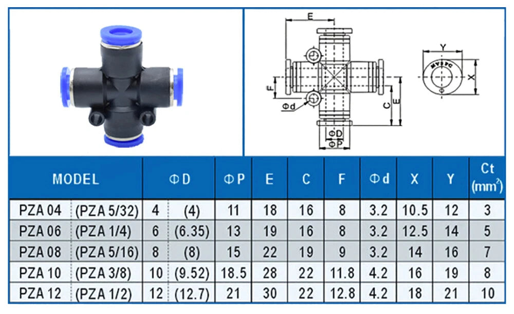 Push-to-Connect Pneumatic Fittings — Air & Water Tube Quick Release Connectors
