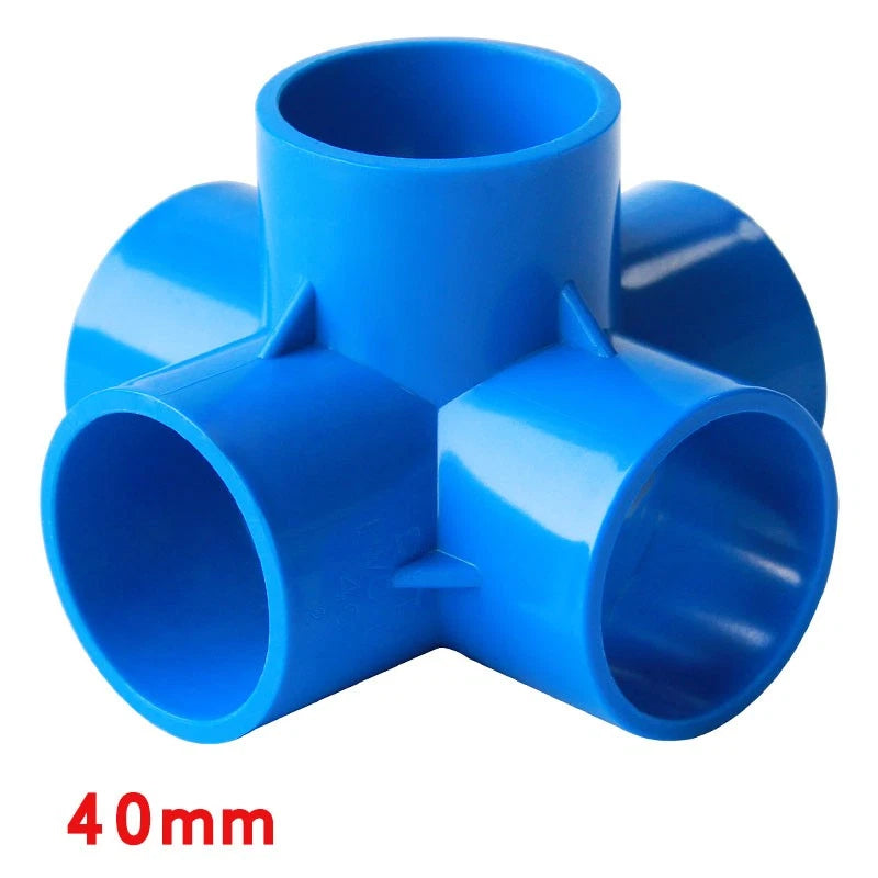 PVC 5-Wege Winkel 90° Rohr-Fittings Klebefittings Muffen Blau 20 25 32 40 50mm