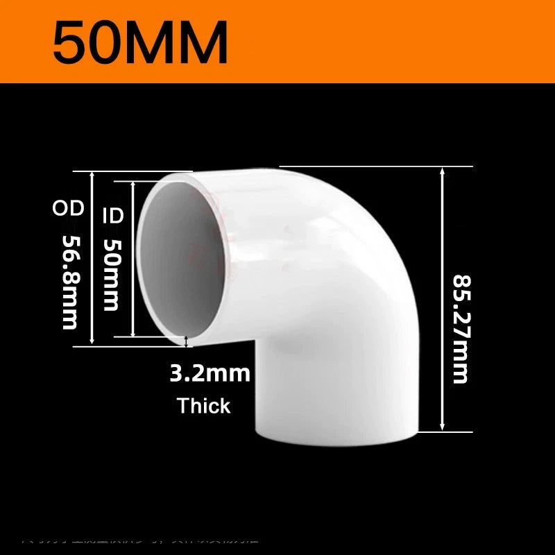 White PVC Pipe Fittings for Aquariums — Straight, Elbow, T-Piece, Ball Valve & More