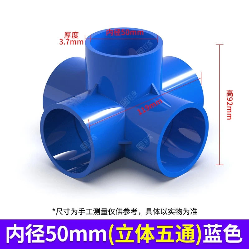 PVC 5 Wege Winkel Rohr Fittings 20mm-50mm Klebefittings Muffen Weiß Blau Grau