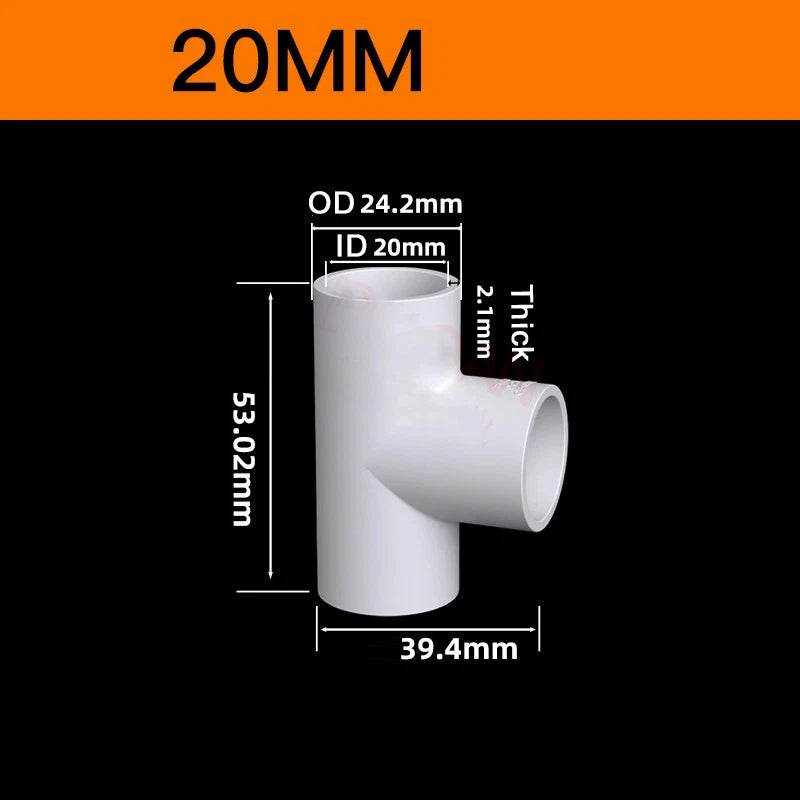 White PVC Pipe Fittings for Aquariums — Straight, Elbow, T-Piece, Ball Valve & More