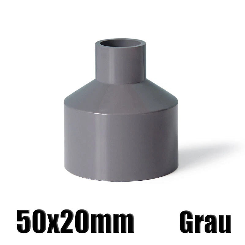 Ø20mm-200mm PVC Reduzierstück Muffe Rohr Fitting Klebefittings Lang Konisch Grau