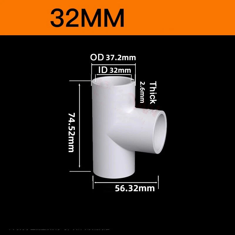White PVC Pipe Fittings for Aquariums — Straight, Elbow, T-Piece, Ball Valve & More