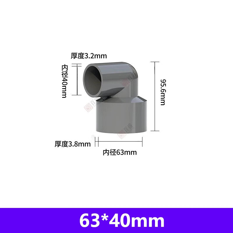 PVC 90° Winkel Reduzierstück Rohrverbinder Reduzierstück Muffe Fittings 20-110mm