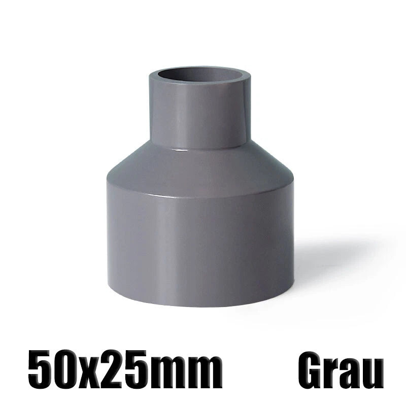 Ø20mm-200mm PVC Reduzierstück Muffe Rohr Fitting Klebefittings Lang Konisch Grau