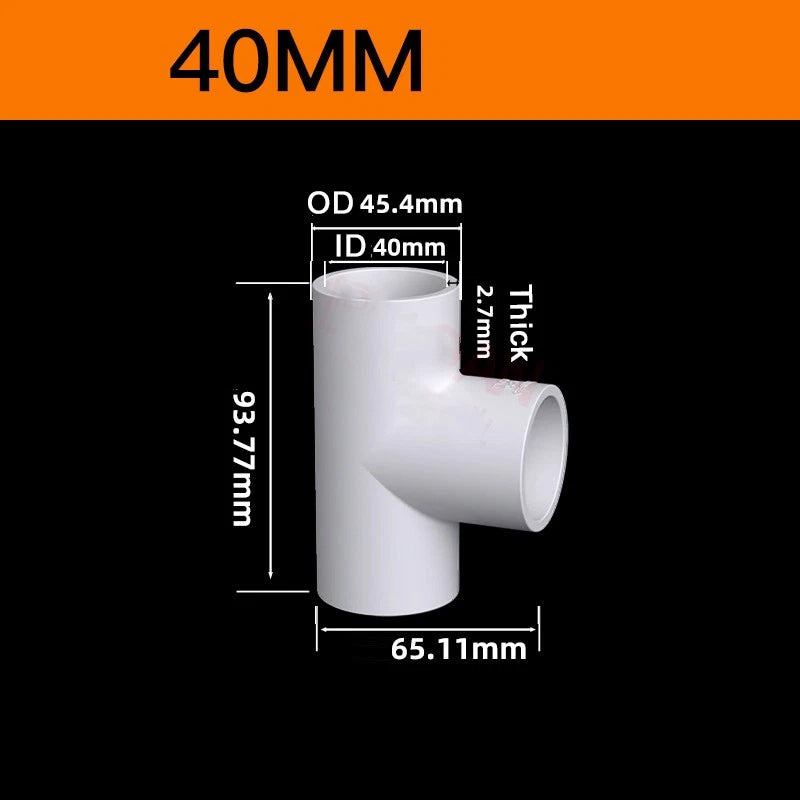 White PVC Pipe Fittings for Aquariums — Straight, Elbow, T-Piece, Ball Valve & More