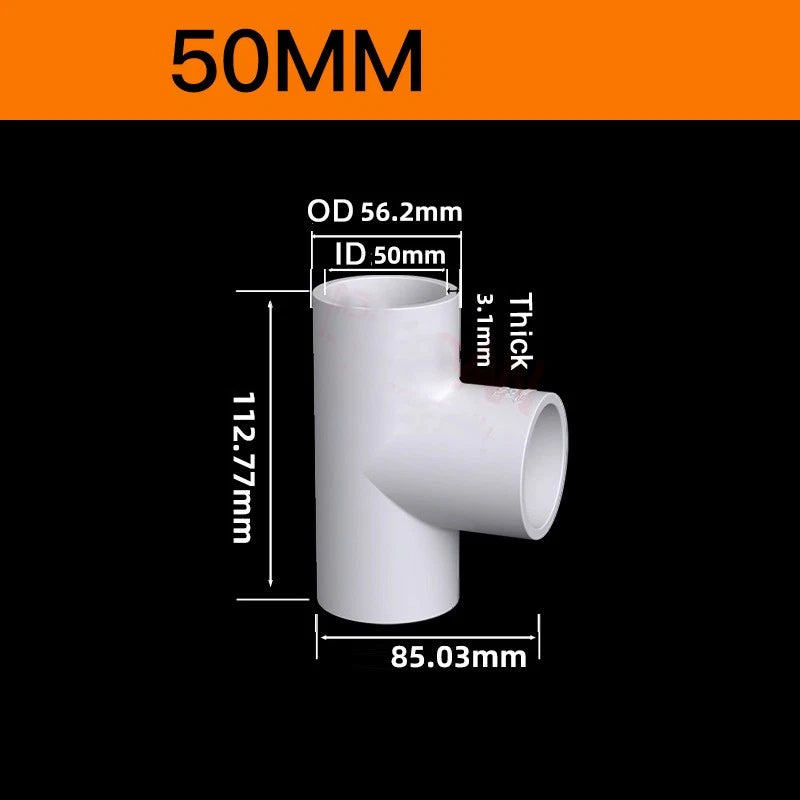 White PVC Pipe Fittings for Aquariums — Straight, Elbow, T-Piece, Ball Valve & More