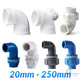 PVC Klebefittings  20 25 32 40 50 75 110-250mm Bogen Rohr Winkel Muffe Übergang