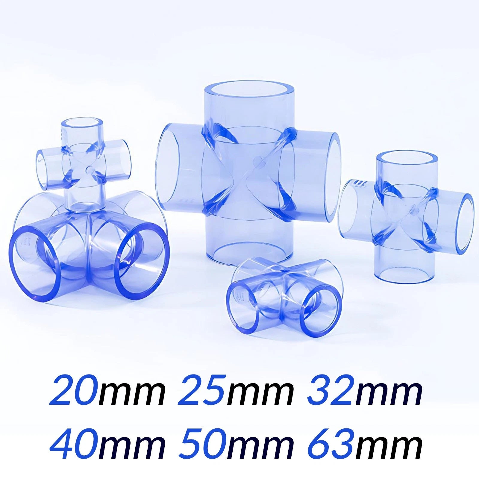 20mm-63mm PVC Klebe Fittings Rohr Muffe Kreuz 4 Wege Verbinder Kupplung Wasser