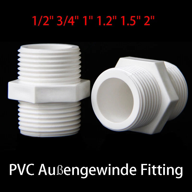 PVC Doppelnippel Außengewinde Rohr Fittings Verschraubung 20 25 32 40 50 63mm