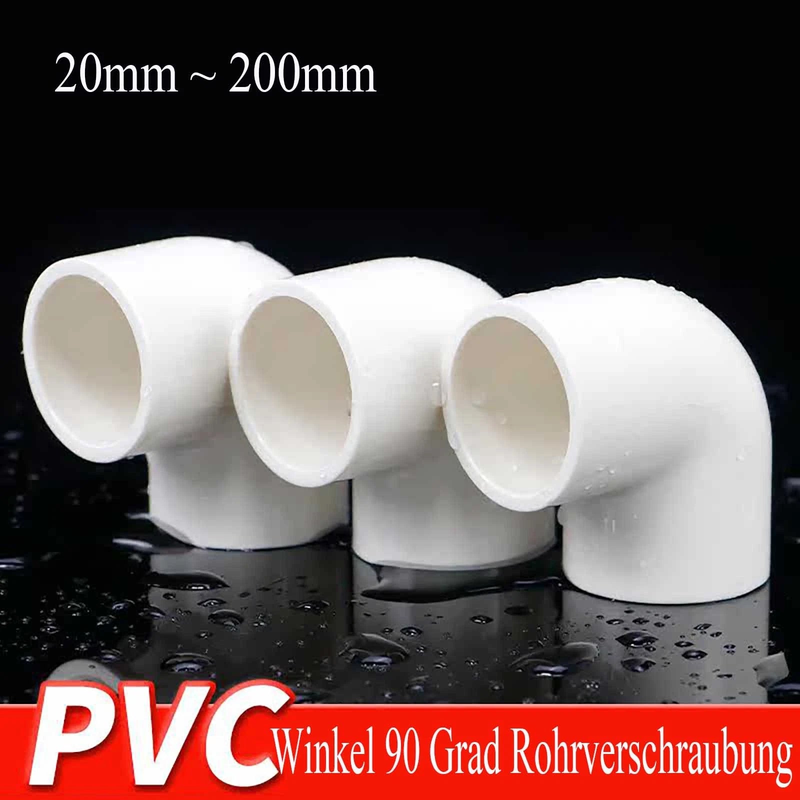 PVC Winkel 90 Grad Rohrverschraubung Ellenbogen Kupplungsadapter Klebe Fittings