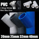 PVC 3-Wege Winkel 45° Rohr-Fittings Klebefittings Muffen 20-50mm Weiß Blau Grau
