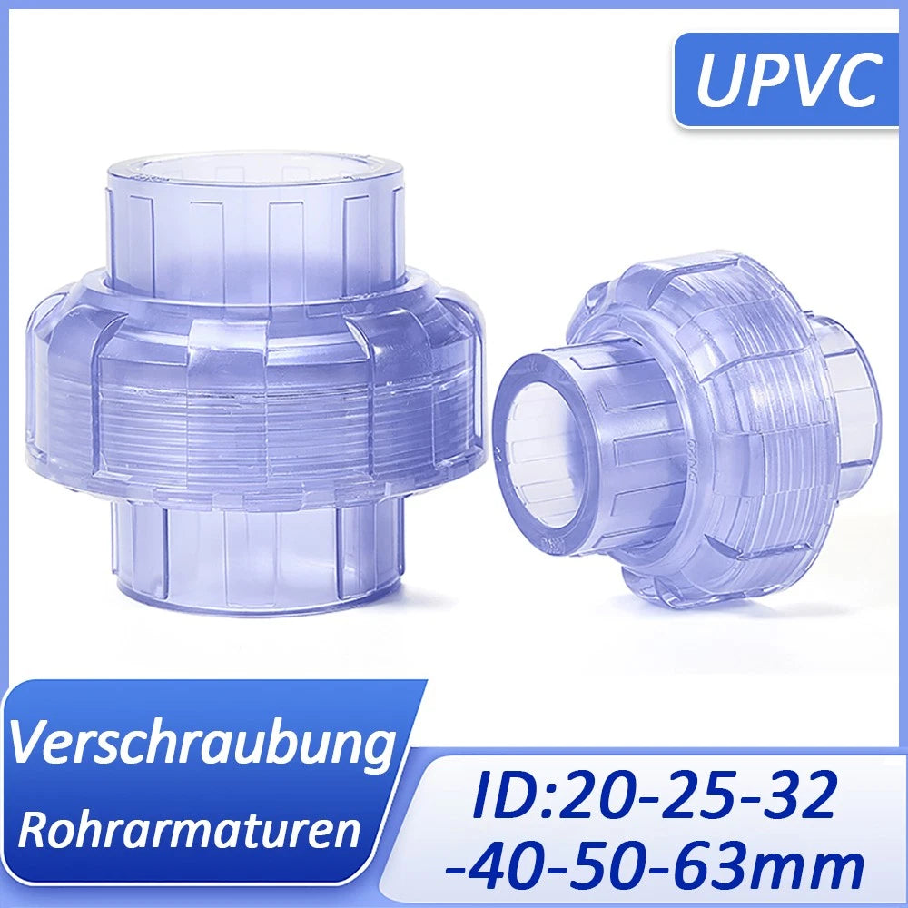 PVC Plastik Klebe Rohr-Fittings Verschraubung Verbinder Muffe Innen Ø 20mm-63mm