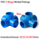 PVC 5-Wege Winkel 90° Rohr-Fittings Klebefittings Muffen Blau 20 25 32 40 50mm