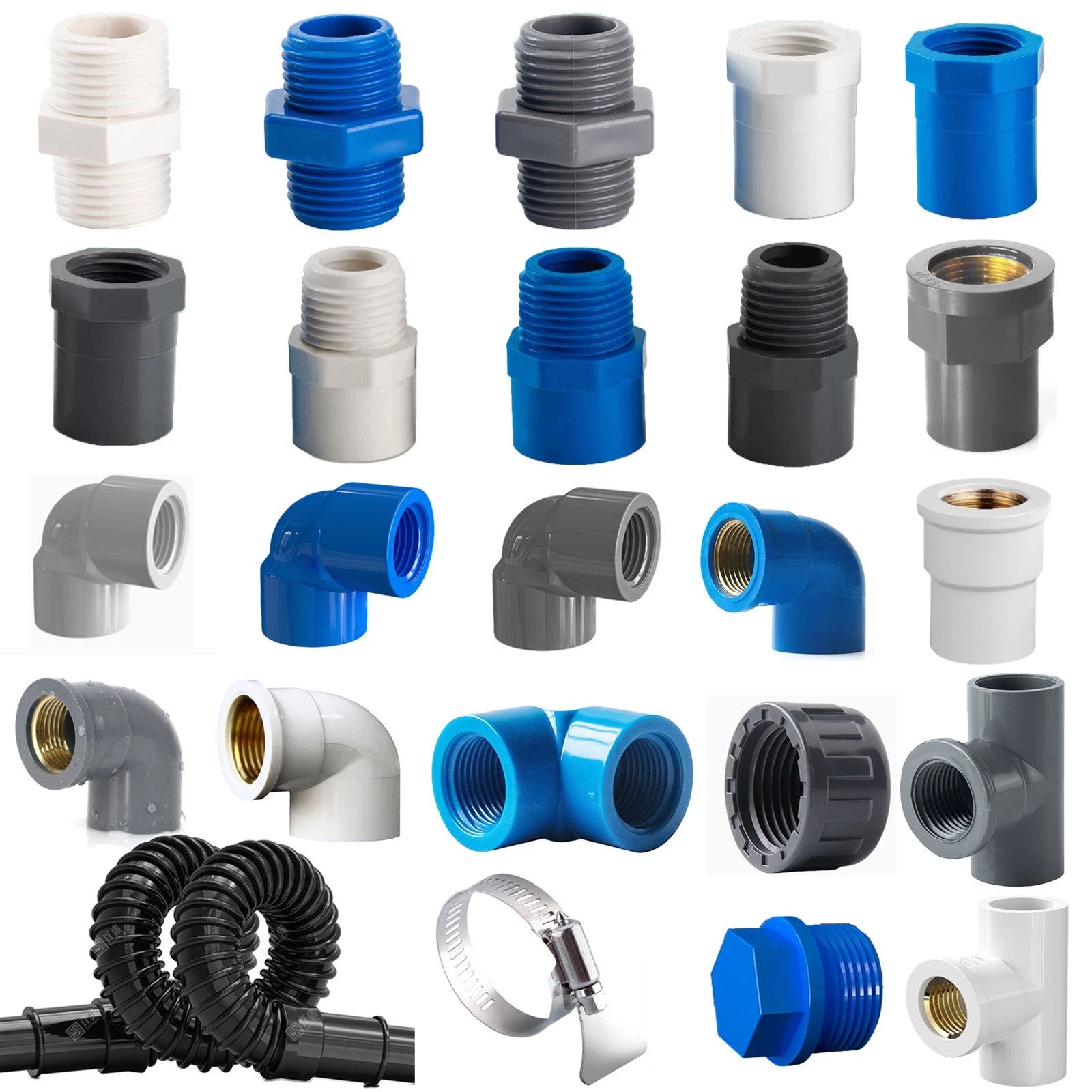 16 20 25 32-110mm PVC Fittings Aquarium Pool Verrohrung Rohr Winkel Muffe T-St