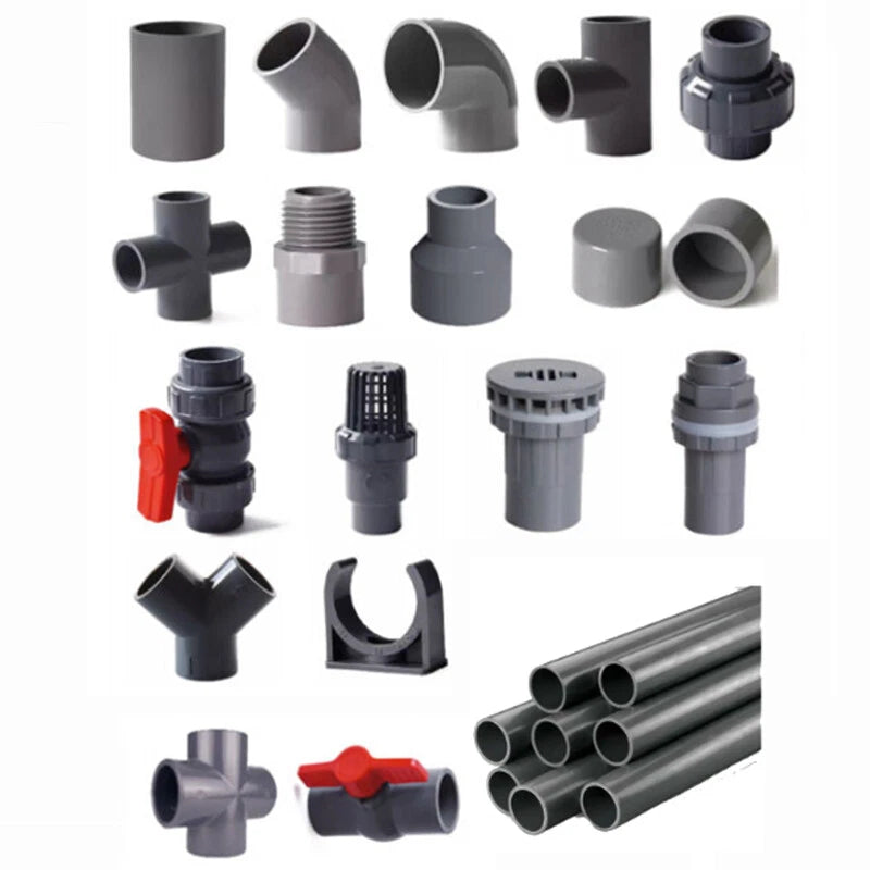 PVC Klebefittings 16 20 25 32 40 50mm T-Stück Bogen Rohr Winkel Muffe Übergang