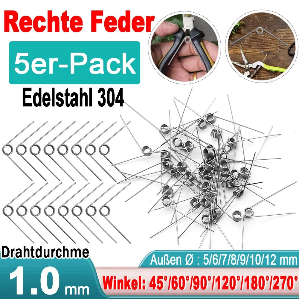 Schenkelfeder Ø 1mm Torsionsfeder Edelstahl Drehfeder Spannfeder für Modell DIY