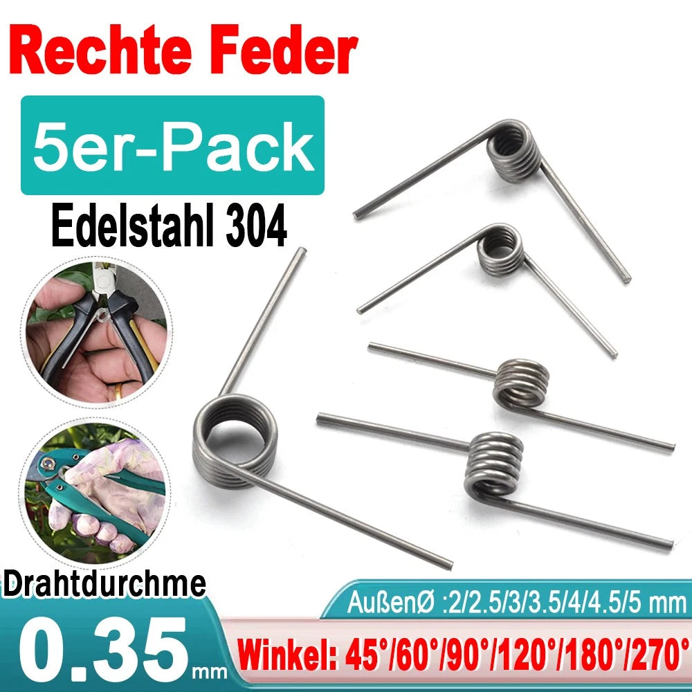 Schenkelfeder d 0,35mm Torsionsfeder Edelstahl Drehfeder Spannfeder Rechte Feder