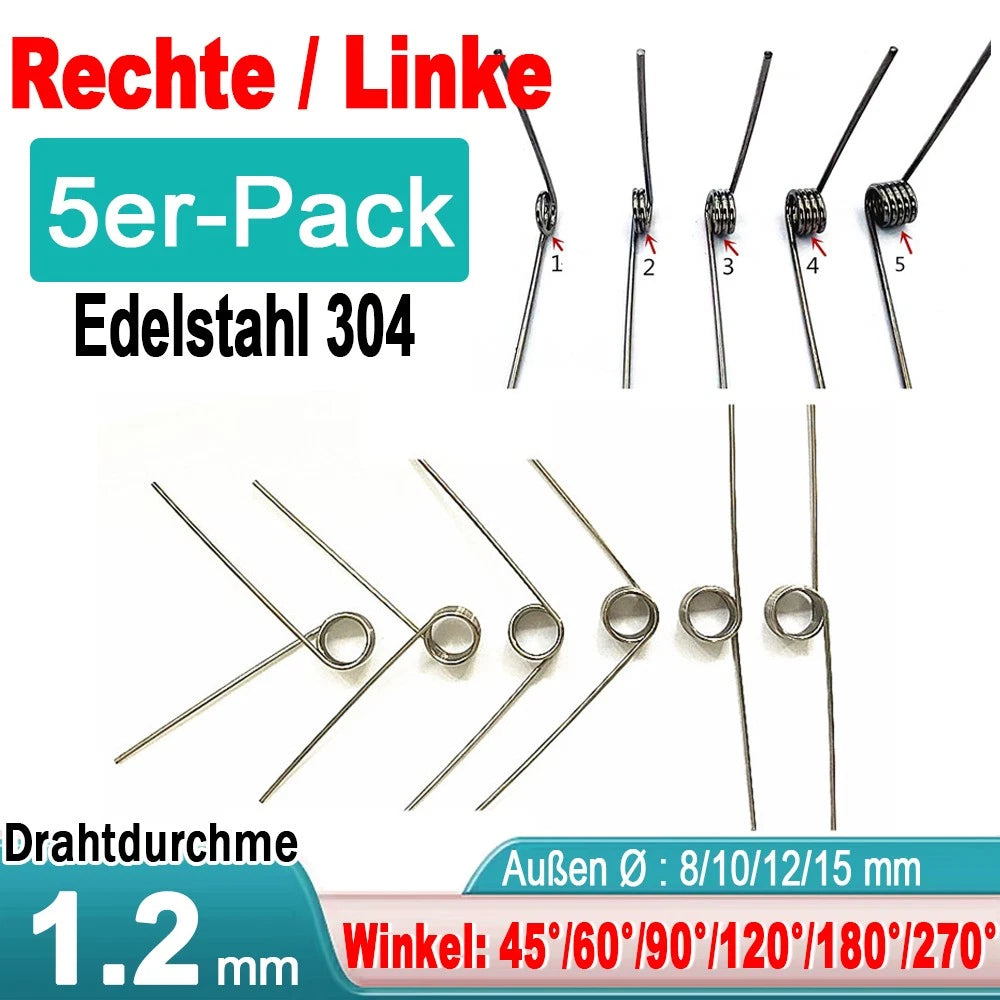 Schalthebel Feder Schenkelfeder d 1,2mm Øa 5-15mm Edelstahl Torsions Dreh Feder