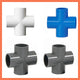 PVC Klebe Fittings Verbinder Kreuz Nippel Verschraubung Hahn Rohr 20mm-200mm