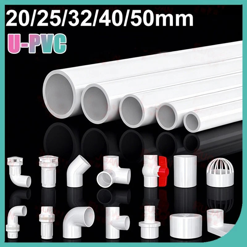 White PVC Pipe Fittings for Aquariums — Straight, Elbow, T-Piece, Ball Valve & More