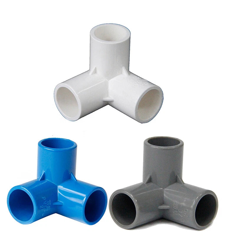PVC 3 Wege Winkel Rohr Fittinge 20 mm-50 mm Adapter Verbinder Klebefittings