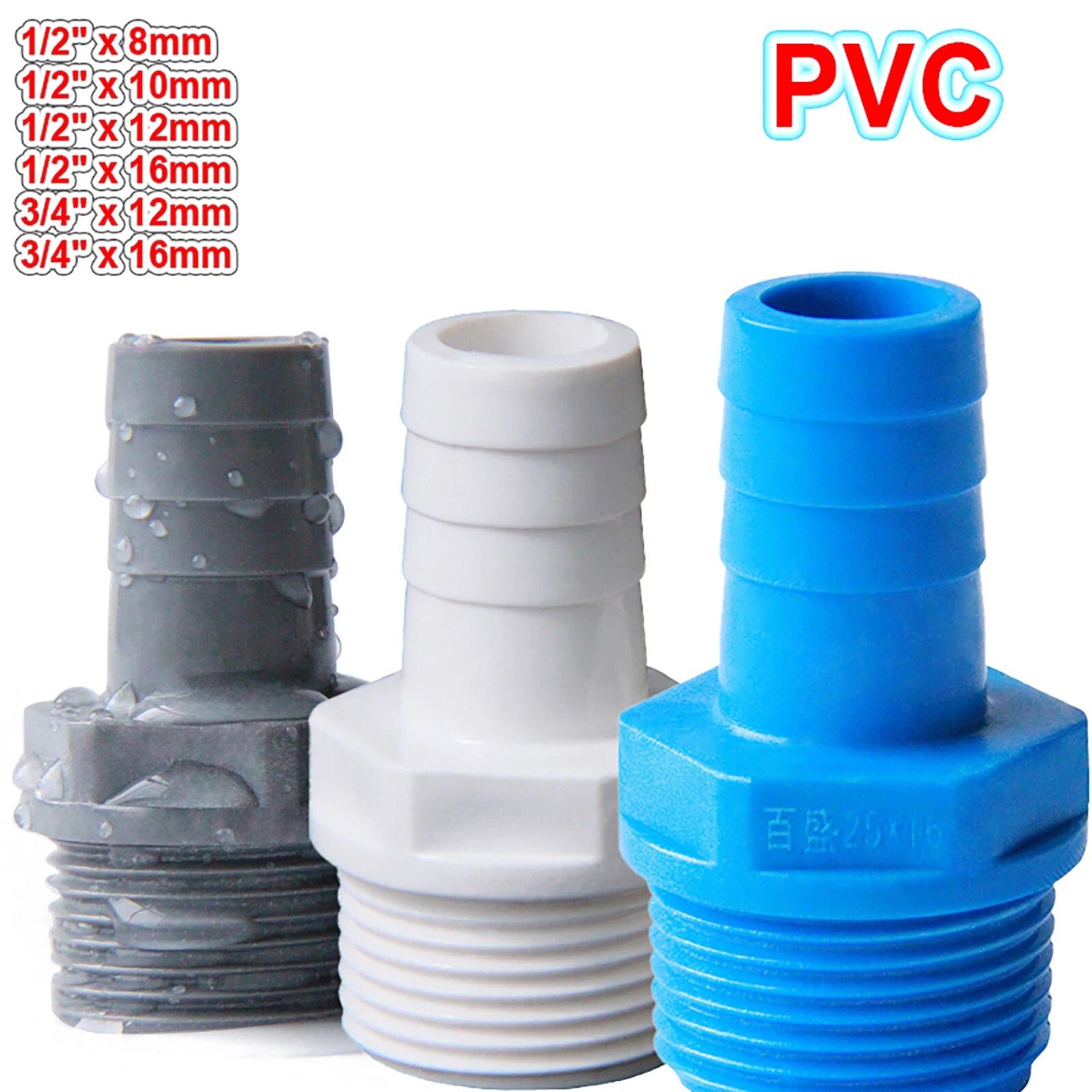 Schlauchtülle PVC Fitting Mit AG Schlauchnippel Druck Wasser Rohr Fittings 8 -16