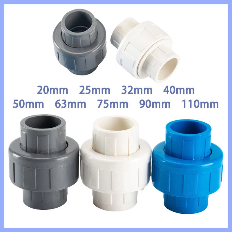 PVC Klebe Fittings Verschraubung Verbinder Muffe PN 10 Bar Innen-Ø 20mm-110mm