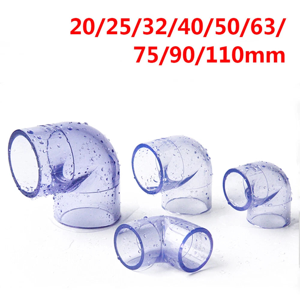 20 bis 110 mm PVC-U Rohr Fitting Winkel 90° Klebefittings Transparent Verdicken