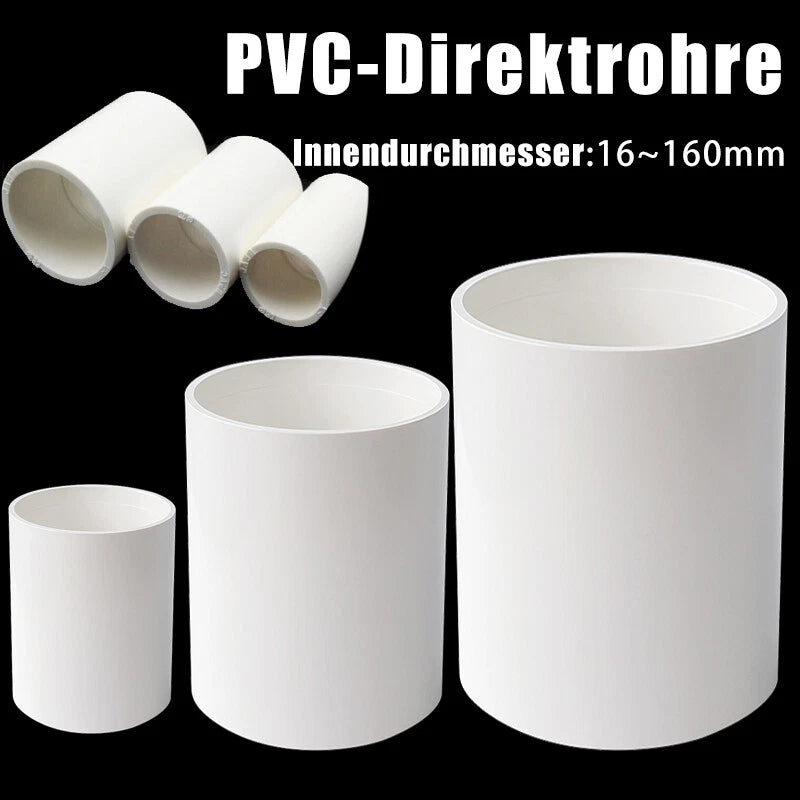 Weiß PVC Muffe Rohr Gerade Fitting Klebefittings Rohrverbinder ID 16mm Bis 160mm