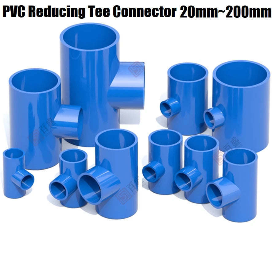 PVC T-Stück 20mm~200mm Klebefitting Reduzieren Klebe Fittings Klebemuffe Blau